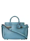 Coach Women's Mixed Leather Double Swagger Satchel