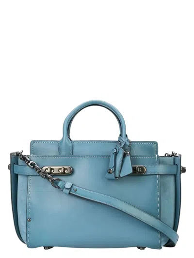 Coach Women's Mixed Leather Double Swagger Satchel