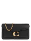 Coach Polished Pebble Leather Tabby Chain Clut In Black