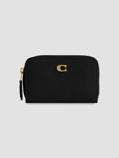 Coach Women's Small Leather Card Case In Black