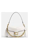 Coach Tabby Grain Leather Shoulder Bag With Chain In Chalk