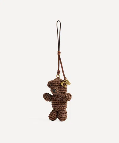 Coach Women's Straw Bear Bag Charm In Brass/multi
