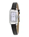 Coach Women's Black Leather Mother Of Pearl White Mop Dial Watch