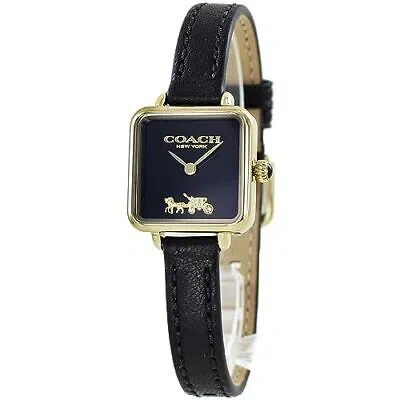 Pre-owned Coach [] Women's Watch Cass Square Leather Strap 14504225 Black