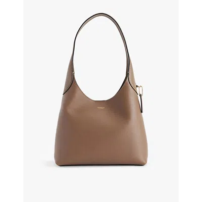Coach Brooklyn 28 Dark Stone Leather Shoulder Bag In Taupe Leather