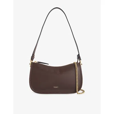 Coach Womens  Waverly Structured Leather Shoulder Bag In Brown