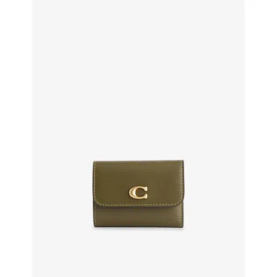 COACH WOMENS B4/OLIVE ESSENTIAL LEATHER CARD HOLDER WALLET