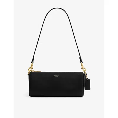 Coach Womens Barrel Leather Shoulder Bag Black