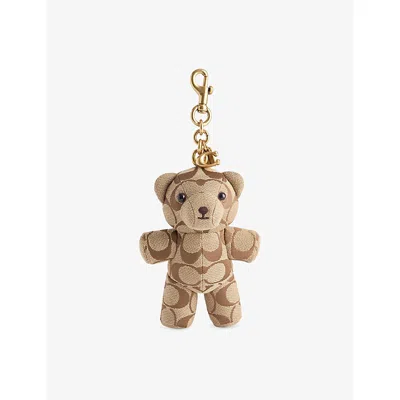 Coach Womens Bear Jacquard Bag Charm Tan