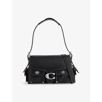 Coach Womens Cargo Turnlock Tabby Leather Shoulder Bag Black