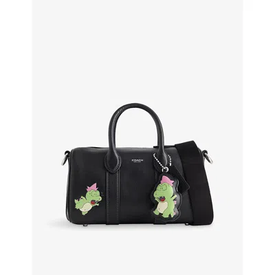Coach Womens Black  X Brain Dead Dinosaur Compass 25 Leather Bag