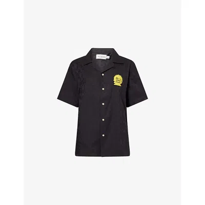 Coach Womens Black  X Brain Dead Logo-patch Camp Cotton Shirt