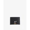 Coach Womens  X Disney Mickey Leather Card Holder Black In Black