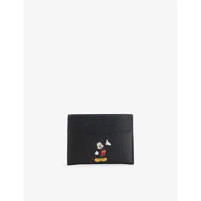 Coach Womens  X Disney Mickey Leather Card Holder Black