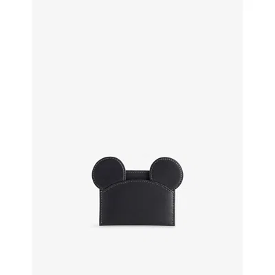 Coach Womens  X Disney Mickey Leather Card Holder Black
