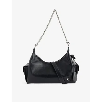 Coach Womens Black Juliet Cargo Pocket 30 Leather Shoulder Bag