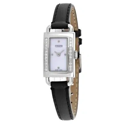 Pre-owned Coach Womens Black Leather Mother Of Pearl White Mop Dial Watch - 14500429