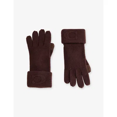 Coach Womens C Embossed Wool-blend Knit Glove Maple