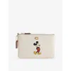 Coach Womens Chalk  X Disney Mickey Leather Pouch In Gray