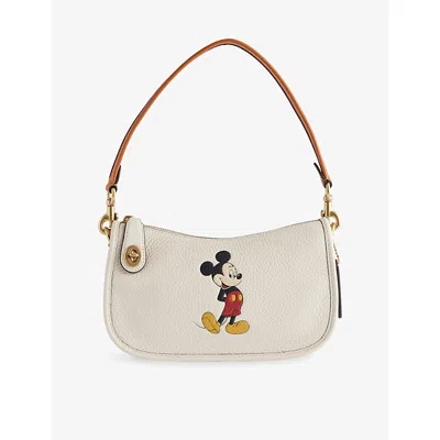 Coach Womens  X Disney Mickey Leather Top Handle Bag Chalk In Gray