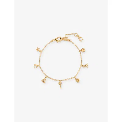 Coach Womens Classic Mini Charm Brass Bracelet Shiny Gold