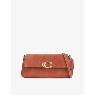 Coach Womens Clay Jet Suede Shoulder Bag In Brown