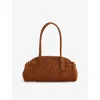 Coach Womens B4/warm Brown Empire Logo Leather-suede Shoulder Bag