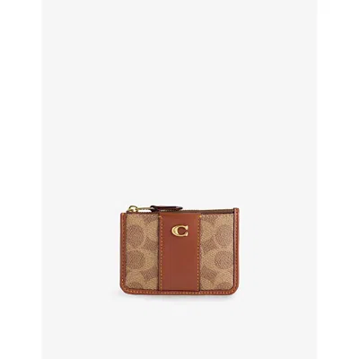Coach Womens B4/tan Caramel Essential Coated-canvas Card Holder