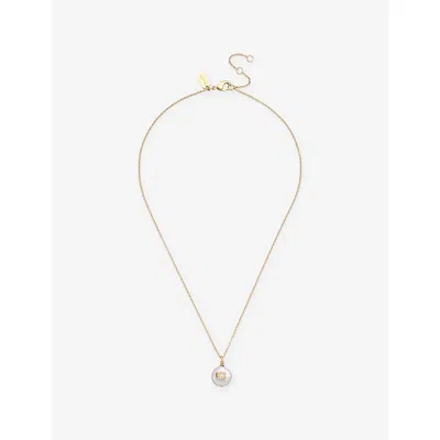 Coach Womens  Signature Coin C Pearl And Gold-plated Brass Pendant Necklace In Pearl/gold