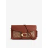 Coach Womens  Tabby Chain Leather Clutch Bag In Tan Caramel