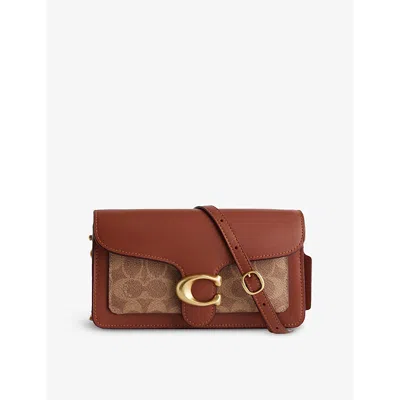 Coach Womens  Tabby Chain Leather Clutch Bag In Tan Caramel