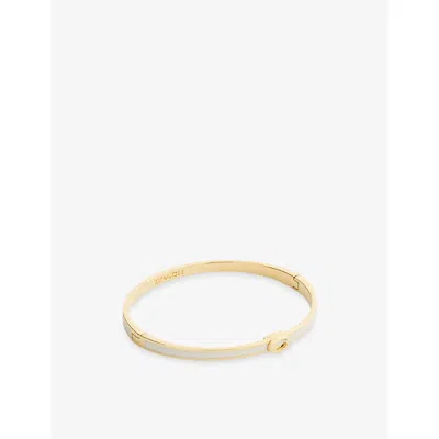 Coach Womens White/gold Thin Enamel Signature Hinged Gold-plated Brass Bangle
