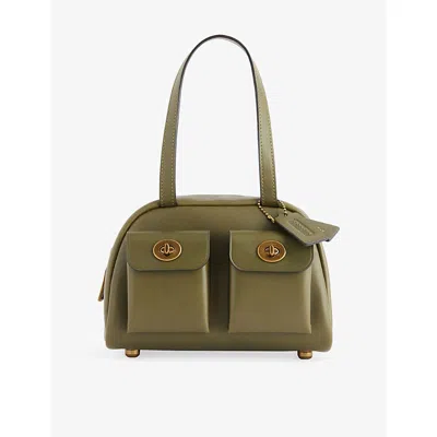 Coach Womens B4/olive Twin Turnlock 20 Leather Shoulder Bag