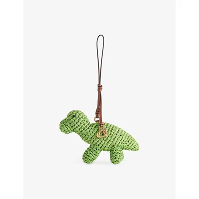 Coach Womens Dino Logo-plaque Raffia Bag Charm B4/multi