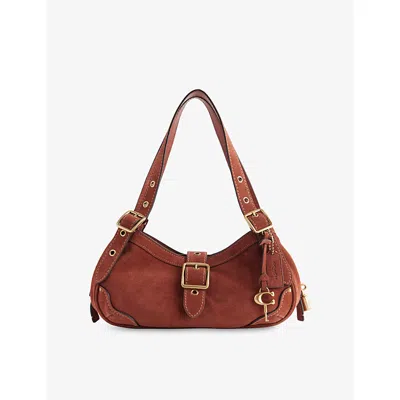 Coach Womens Drifter 31 Suede Shoulder Bag Clay