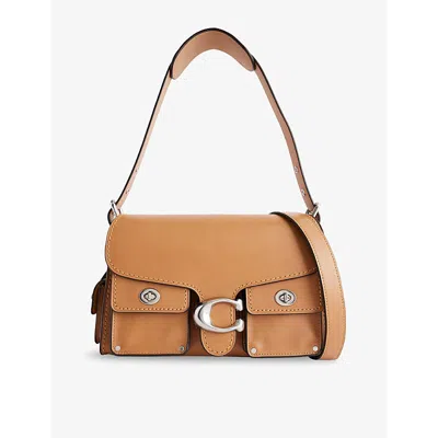 Coach Womens  Cargo Turnlock Tabby Leather Shoulder Bag In Brown