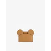 Coach Womens Honey Brown  X Disney Mickey Leather Card Holder In Brown