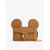 Coach Womens  X Disney Mickey Tabby Leather Cross Body Bag Honey Brown In Brown