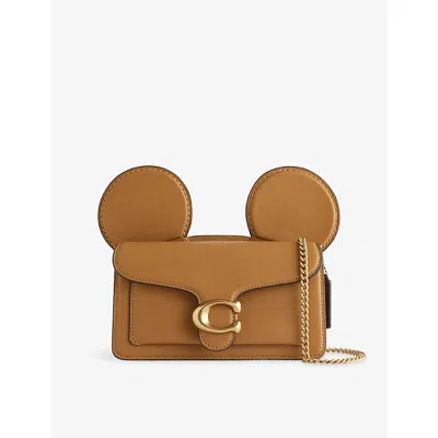 Coach Womens  X Disney Mickey Tabby Leather Cross Body Bag Honey Brown