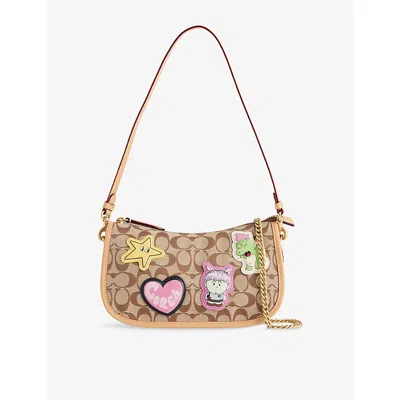 Coach Womens Khaki  X Brain Dead Signature Waverley Canvas Shoulder Bag In Orange