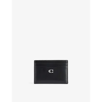 Coach Womens  Essentials Logo-plaque Leather Cardholder In Lh/black