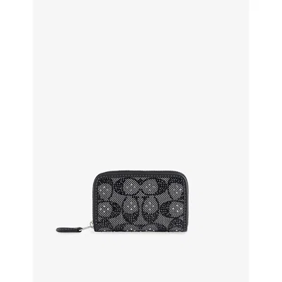 Coach Womens Lh/black Logo-print Zipped Card Holder