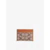 Coach Womens Lh/burnished Amber Crystal-embellished Monogram-print Leather Card Holder In Gold