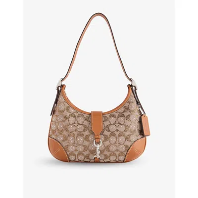 Coach Womens  Signature Hamptons Canvas And Faux-crystal Hobo Shoulder Bag