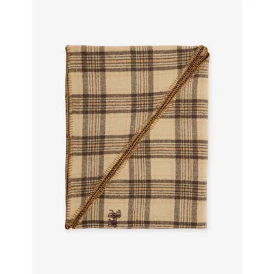 Coach Womens Lucy Plaid Wool-blend Triangle Scarf Ivory/maple