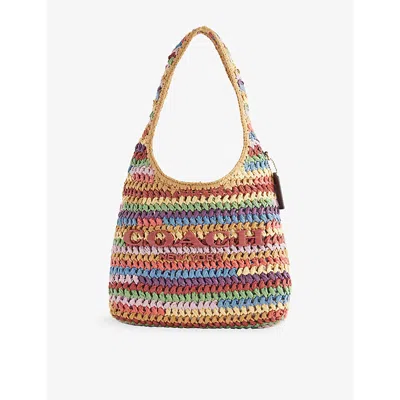 Coach Womens Multi Brooklyn 28 Straw Shoulder Bag
