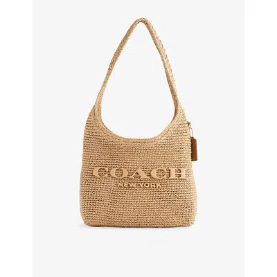 Coach Womens Natural Brooklyn 28 Straw Shoulder Bag In Brown