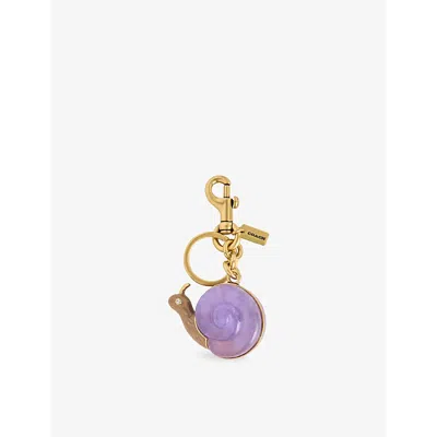 COACH WOMENS PURPLE MULTI SNAIL BRASS, GLASS RESIN AND ENAMEL BAG CHARM