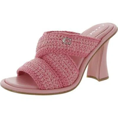 Pre-owned Coach Womens Quinti Knit Slip On Round Toe Heels Shoes Bhfo 6179 In Pink