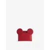 Coach Womens Red  X Disney Mickey Leather Card Holder In Red